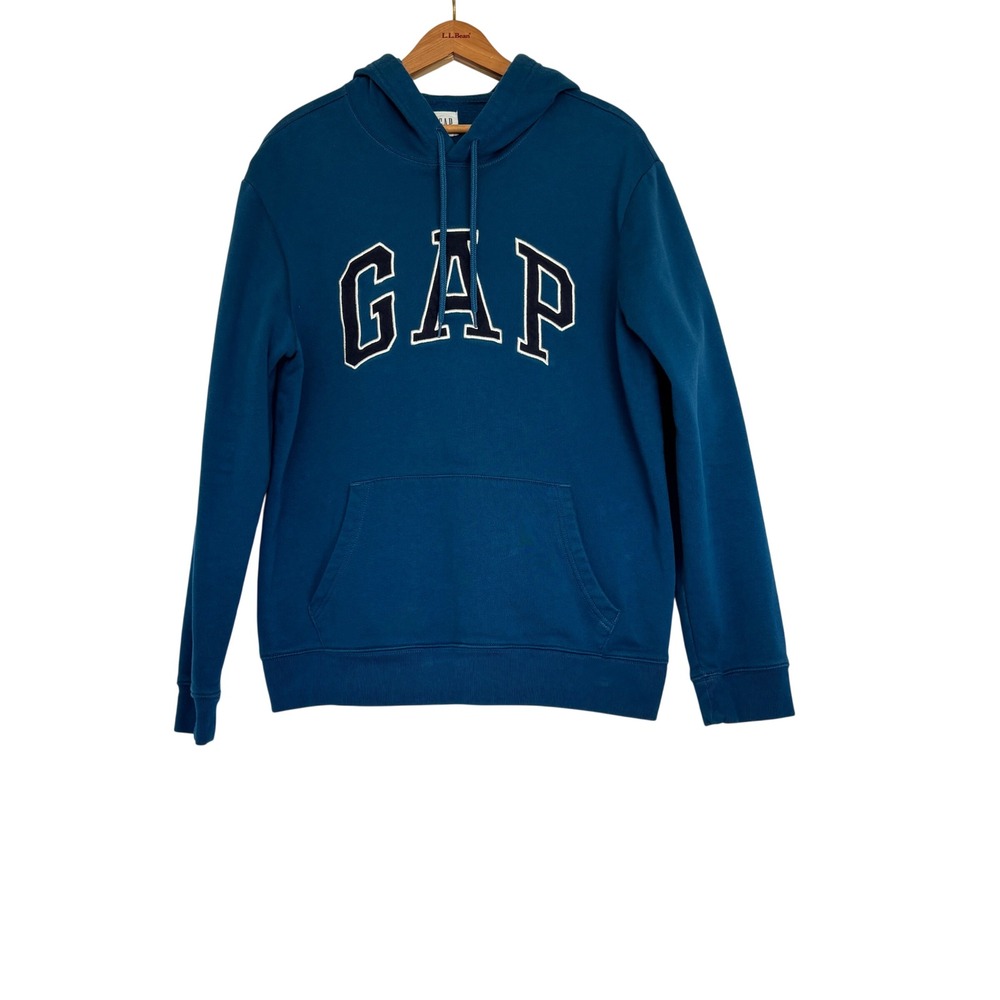 Gap Mens Arch Logo Fleece Hoodie Teal Blue Sweatshirt‎ Medium RN54023